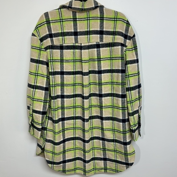 BP Brushed Plaid Oversize‎ Shirt Jacket in Tan Ravenwood Plaid Medium - Picture 4 of 7